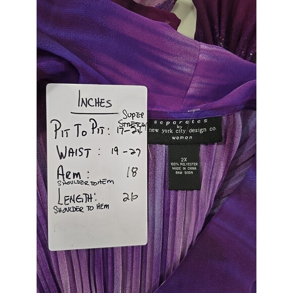 Purple Stretch Open Cardigan Women 2X Ruffle Front Pleated Sparkle Fairy Boho - Picture 5 of 7